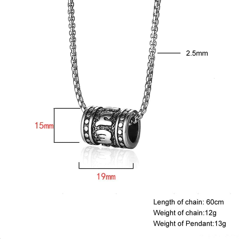 Tibetan Steel Prayer Wheel Necklace